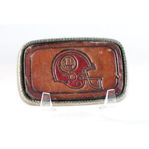 Belt Buckle Football Washington Redskins Hemet Emblem Leather/Brass Rare Vintage